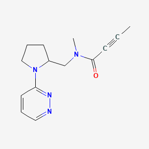 molecular formula C14H18N4O B2382939 N-Methyl-N-[(1-pyridazin-3-ylpyrrolidin-2-yl)methyl]but-2-ynamide CAS No. 2411299-85-7