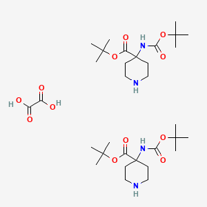 molecular formula C32H58N4O12 B2382944 Oxalic acid; bis(tert-butyl 4-{[(tert-butoxy)carbonyl]amino}piperidine-4-carboxylate) CAS No. 2173992-44-2