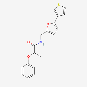 molecular formula C18H17NO3S B2382947 2-phenoxy-N-((5-(thiophen-3-yl)furan-2-yl)methyl)propanamide CAS No. 2034492-72-1