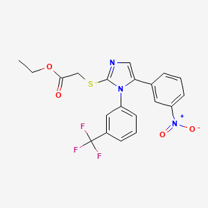 ethyl 2-((5-(3-nitrophenyl)-1-(3-(trifluoromethyl)phenyl)-1H-imidazol-2-yl)thio)acetate