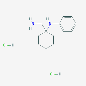 molecular formula C13H22Cl2N2 B2382956 N-[1-(Aminomethyl)cyclohexyl]aniline;dihydrochloride CAS No. 2305251-76-5