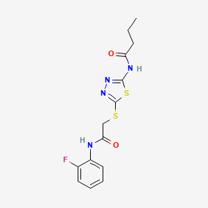 N-(5-((2-((2-fluorophenyl)amino)-2-oxoethyl)thio)-1,3,4-thiadiazol-2-yl)butyramide