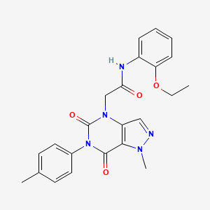 molecular formula C23H23N5O4 B2382983 N-(2-ethoxyphenyl)-2-(1-methyl-5,7-dioxo-6-(p-tolyl)-6,7-dihydro-1H-pyrazolo[4,3-d]pyrimidin-4(5H)-yl)acetamide CAS No. 892306-96-6