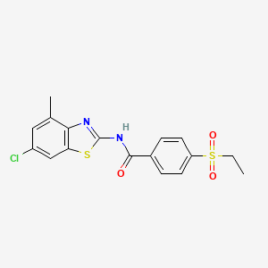 molecular formula C17H15ClN2O3S2 B2382988 N-(6-chloro-4-methyl-1,3-benzothiazol-2-yl)-4-(ethanesulfonyl)benzamide CAS No. 886916-61-6