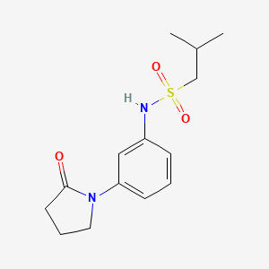 molecular formula C14H20N2O3S B2382993 2-methyl-N-(3-(2-oxopyrrolidin-1-yl)phenyl)propane-1-sulfonamide CAS No. 952963-05-2