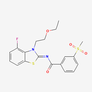 molecular formula C19H19FN2O4S2 B2382995 (E)-N-(3-(2-ethoxyethyl)-4-fluorobenzo[d]thiazol-2(3H)-ylidene)-3-(methylsulfonyl)benzamide CAS No. 896329-23-0