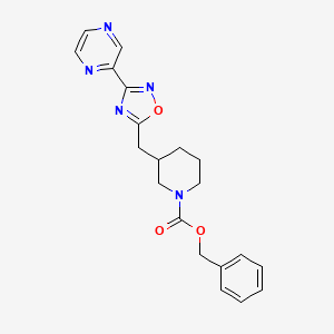 molecular formula C20H21N5O3 B2382998 Benzyl 3-((3-(pyrazin-2-yl)-1,2,4-oxadiazol-5-yl)methyl)piperidine-1-carboxylate CAS No. 1705139-83-8