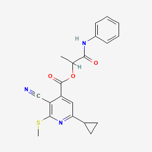 molecular formula C20H19N3O3S B2383003 1-(Phenylcarbamoyl)ethyl 3-cyano-6-cyclopropyl-2-(methylsulfanyl)pyridine-4-carboxylate CAS No. 1090800-12-6