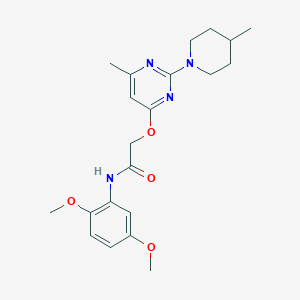 molecular formula C21H28N4O4 B2383009 N-(2,5-dimethoxyphenyl)-2-{[6-methyl-2-(4-methylpiperidin-1-yl)pyrimidin-4-yl]oxy}acetamide CAS No. 1029763-70-9
