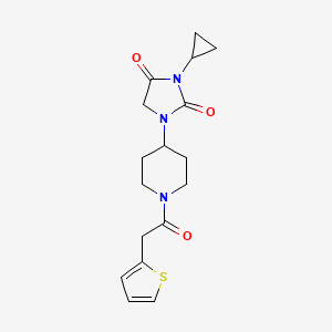 molecular formula C17H21N3O3S B2383012 3-Cyclopropyl-1-{1-[2-(thiophen-2-yl)acetyl]piperidin-4-yl}imidazolidine-2,4-dione CAS No. 2097863-56-2
