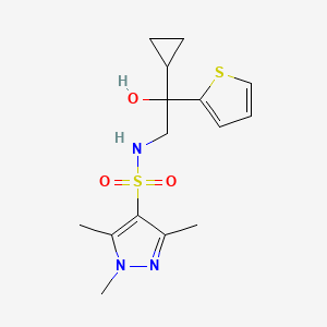 molecular formula C15H21N3O3S2 B2383019 N-(2-cyclopropyl-2-hydroxy-2-(thiophen-2-yl)ethyl)-1,3,5-trimethyl-1H-pyrazole-4-sulfonamide CAS No. 1448125-14-1