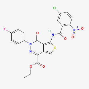 molecular formula C22H14ClFN4O6S B2383027 Ethyl 5-(5-chloro-2-nitrobenzamido)-3-(4-fluorophenyl)-4-oxo-3,4-dihydrothieno[3,4-d]pyridazine-1-carboxylate CAS No. 851949-52-5