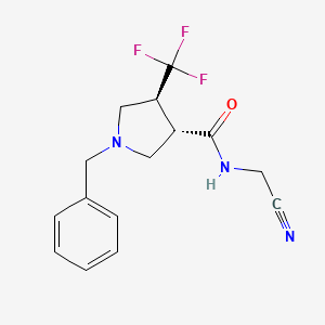 molecular formula C15H16F3N3O B2383049 (3S,4S)-1-Benzyl-N-(cyanomethyl)-4-(trifluoromethyl)pyrrolidine-3-carboxamide CAS No. 1938504-63-2