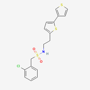 molecular formula C17H16ClNO2S3 B2383054 N-(2-([2,3'-bithiophen]-5-yl)ethyl)-1-(2-chlorophenyl)methanesulfonamide CAS No. 2034548-10-0