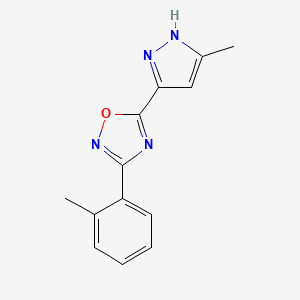 molecular formula C13H12N4O B2383057 5-(3-methyl-1H-pyrazol-5-yl)-3-(o-tolyl)-1,2,4-oxadiazole CAS No. 1187345-87-4