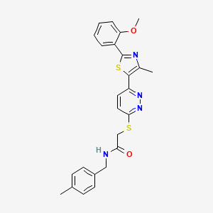 molecular formula C25H24N4O2S2 B2383067 2-((6-(2-(2-methoxyphenyl)-4-methylthiazol-5-yl)pyridazin-3-yl)thio)-N-(4-methylbenzyl)acetamide CAS No. 954698-10-3