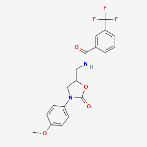 molecular formula C19H17F3N2O4 B2383070 N-((3-(4-methoxyphenyl)-2-oxooxazolidin-5-yl)methyl)-3-(trifluoromethyl)benzamide CAS No. 954720-60-6