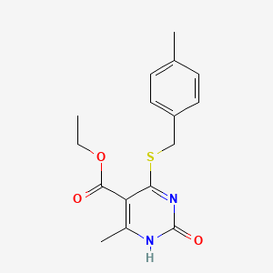 molecular formula C16H18N2O3S B2383076 ethyl 6-methyl-4-{[(4-methylphenyl)methyl]sulfanyl}-2-oxo-1,2-dihydropyrimidine-5-carboxylate CAS No. 899957-32-5