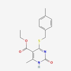 molecular formula C16H18N2O3S B2383076 ethyl 6-methyl-4-[(4-methylphenyl)methylsulfanyl]-2-oxo-1H-pyrimidine-5-carboxylate CAS No. 899957-32-5