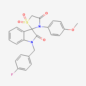 molecular formula C24H19FN2O5S B2383114 1-[(4-Fluorophenyl)methyl]-3'-(4-methoxyphenyl)-1,2-dihydrospiro[indole-3,2'-[1lambda6,3]thiazolidine]-1',1',2,4'-tetrone CAS No. 894875-79-7