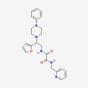 molecular formula C24H27N5O3 B2383117 N1-(2-(furan-2-yl)-2-(4-phenylpiperazin-1-yl)ethyl)-N2-(pyridin-2-ylmethyl)oxalamide CAS No. 877631-61-3