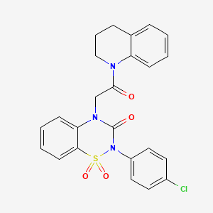 molecular formula C24H20ClN3O4S B2383125 2-(4-chlorophenyl)-4-(2-(3,4-dihydroquinolin-1(2H)-yl)-2-oxoethyl)-2H-benzo[e][1,2,4]thiadiazin-3(4H)-one 1,1-dioxide CAS No. 866864-57-5