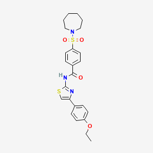 molecular formula C24H27N3O4S2 B2383135 4-(azepan-1-ylsulfonyl)-N-(4-(4-ethoxyphenyl)thiazol-2-yl)benzamide CAS No. 361481-60-9