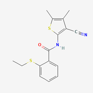 molecular formula C16H16N2OS2 B2383148 N-(3-cyano-4,5-dimethylthiophen-2-yl)-2-(ethylthio)benzamide CAS No. 886918-82-7