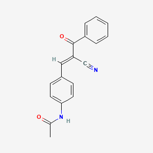 molecular formula C18H14N2O2 B2383149 N-{4-[(1E)-2-[(E)-benzoyl]-2-cyanoeth-1-en-1-yl]phenyl}acetamide CAS No. 25364-74-3