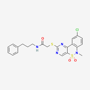 2-((9-chloro-6-methyl-5,5-dioxido-6H-benzo[c]pyrimido[4,5-e][1,2]thiazin-2-yl)thio)-N-(3-phenylpropyl)acetamide
