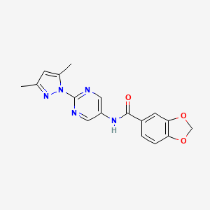 N-(2-(3,5-dimethyl-1H-pyrazol-1-yl)pyrimidin-5-yl)benzo[d][1,3]dioxole-5-carboxamide