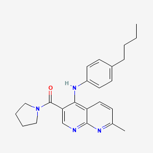 molecular formula C24H28N4O B2383175 (4-((4-Butylphenyl)amino)-7-methyl-1,8-naphthyridin-3-yl)(pyrrolidin-1-yl)methanone CAS No. 1251689-30-1