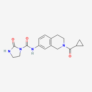 molecular formula C17H20N4O3 B2383176 N-(2-(cyclopropanecarbonyl)-1,2,3,4-tetrahydroisoquinolin-7-yl)-2-oxoimidazolidine-1-carboxamide CAS No. 1448124-47-7