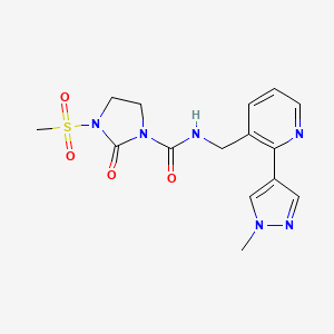 molecular formula C15H18N6O4S B2383184 N-((2-(1-methyl-1H-pyrazol-4-yl)pyridin-3-yl)methyl)-3-(methylsulfonyl)-2-oxoimidazolidine-1-carboxamide CAS No. 2034424-62-7