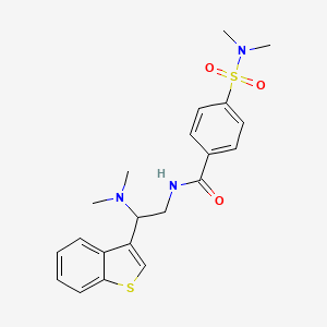 molecular formula C21H25N3O3S2 B2383189 N-[2-(1-benzothiophen-3-yl)-2-(dimethylamino)ethyl]-4-(dimethylsulfamoyl)benzamide CAS No. 2034390-99-1