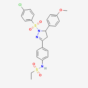 N-(4-(1-((4-chlorophenyl)sulfonyl)-5-(4-methoxyphenyl)-4,5-dihydro-1H-pyrazol-3-yl)phenyl)ethanesulfonamide