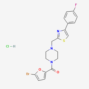 molecular formula C19H18BrClFN3O2S B2383196 (5-Bromofuran-2-yl)(4-((4-(4-fluorophenyl)thiazol-2-yl)methyl)piperazin-1-yl)methanone hydrochloride CAS No. 1327526-30-6
