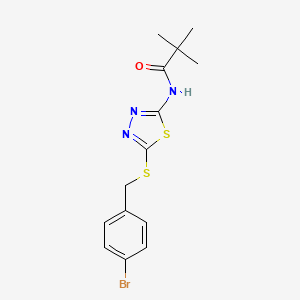 molecular formula C14H16BrN3OS2 B2383198 N-(5-((4-bromobenzyl)thio)-1,3,4-thiadiazol-2-yl)pivalamide CAS No. 392302-57-7