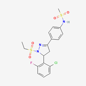 N-(4-(5-(2-chloro-6-fluorophenyl)-1-(ethylsulfonyl)-4,5-dihydro-1H-pyrazol-3-yl)phenyl)methanesulfonamide