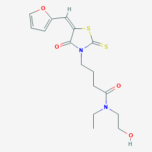 (E)-N-ethyl-4-(5-(furan-2-ylmethylene)-4-oxo-2-thioxothiazolidin-3-yl)-N-(2-hydroxyethyl)butanamide