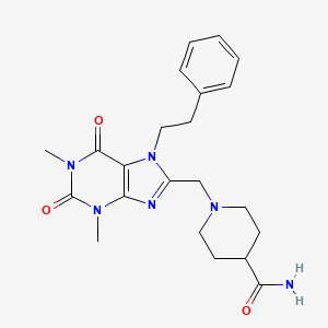 1-{[1,3-dimethyl-2,6-dioxo-7-(2-phenylethyl)-2,3,6,7-tetrahydro-1H-purin-8-yl]methyl}piperidine-4-carboxamide