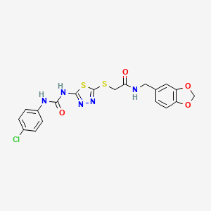 N-(benzo[d][1,3]dioxol-5-ylmethyl)-2-((5-(3-(4-chlorophenyl)ureido)-1,3,4-thiadiazol-2-yl)thio)acetamide