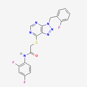 molecular formula C19H13F3N6OS B2383229 N-(2,4-difluorophenyl)-2-((3-(2-fluorobenzyl)-3H-[1,2,3]triazolo[4,5-d]pyrimidin-7-yl)thio)acetamide CAS No. 863458-58-6