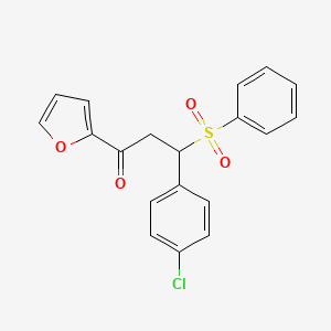 molecular formula C19H15ClO4S B2383236 3-(4-Chlorophenyl)-1-(furan-2-yl)-3-(phenylsulfonyl)propan-1-one CAS No. 302952-50-7