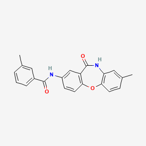 molecular formula C22H18N2O3 B2383237 3-methyl-N-(8-methyl-11-oxo-10,11-dihydrodibenzo[b,f][1,4]oxazepin-2-yl)benzamide CAS No. 921891-79-4