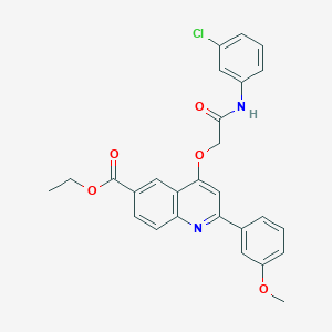 molecular formula C27H23ClN2O5 B2383247 Ethyl 4-(2-((3-chlorophenyl)amino)-2-oxoethoxy)-2-(3-methoxyphenyl)quinoline-6-carboxylate CAS No. 1114870-92-6