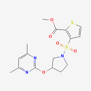 Methyl 3-((3-((4,6-dimethylpyrimidin-2-yl)oxy)pyrrolidin-1-yl)sulfonyl)thiophene-2-carboxylate