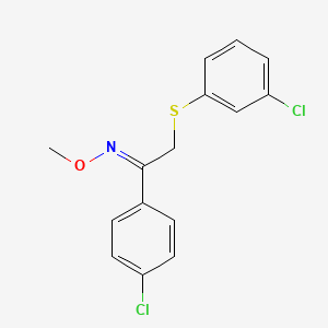 molecular formula C15H13Cl2NOS B2383260 (E)-[1-(4-chlorophenyl)-2-[(3-chlorophenyl)sulfanyl]ethylidene](methoxy)amine CAS No. 341965-75-1