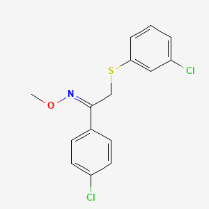 (E)-[1-(4-chlorophenyl)-2-[(3-chlorophenyl)sulfanyl]ethylidene](methoxy)amine