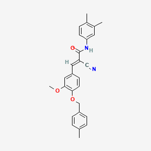 (E)-2-cyano-N-(3,4-dimethylphenyl)-3-[3-methoxy-4-[(4-methylphenyl)methoxy]phenyl]prop-2-enamide
